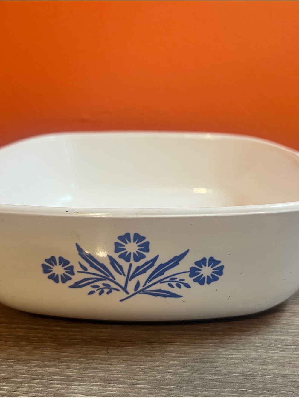 Corning Ware White Ceramic Baking Dish with Blue Cornflower Pattern